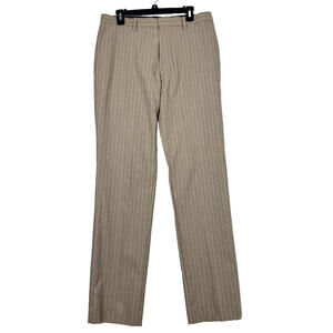 Banana Republic Mens Slim Fit 32x34 Beige Khaki Pin Strip Casual Dress Pants